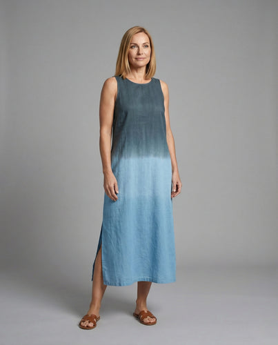 Damen Midikleid Satinoptik mit Schlitz