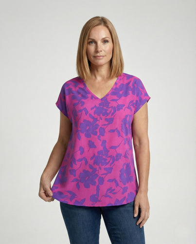 Damen Bluse Oversize V-Ausschnitt