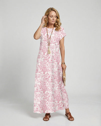 Damen Blumenkleid Maxikleid Baumwolle