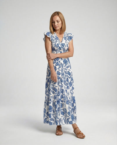 Damen Boho Maxikleid Sommer Stufen