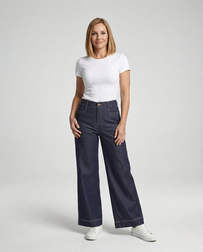 Damen Palazzo Jeans High Waist
