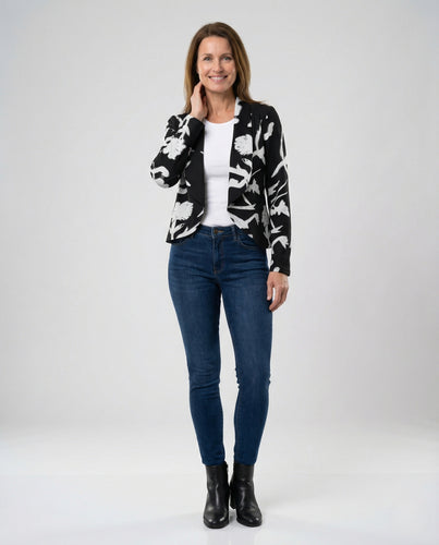 Damen Blazer Jersey Floral