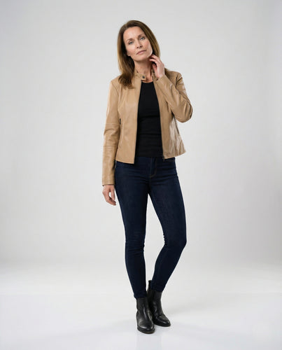 Damen Jacke Lederoptik tailliert