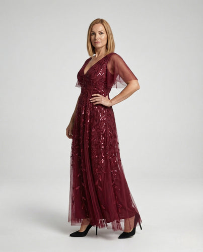 Damen Abendkleid A-Linie Tüll