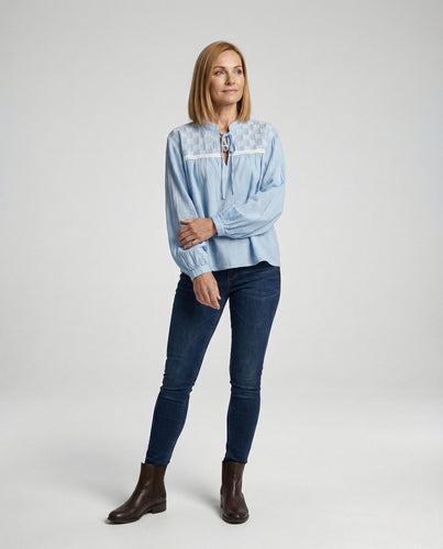 Bluse Damen Oversize Bestickt
