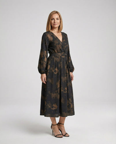 Freizeitkleid Damen Wickel Midikleid