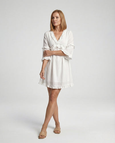 Freizeitkleid Damen Rüschen Minikleid