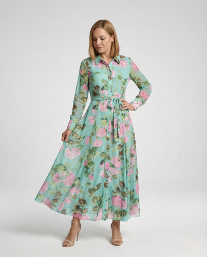 Blumenkleid Maxikleid Damen Chiffon