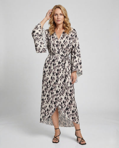 Freizeitkleid Damen Kimono Wickel