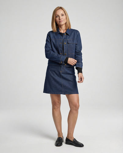 Zweiteiler Damen Denim Minirock Set