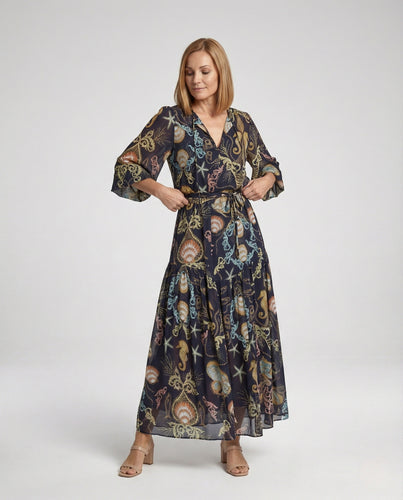 Wickelmaxikleid Damen Mit Bindegürtel