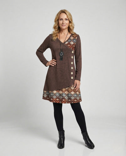 Asymmetrisches Boho Kleid Damen Patchwork