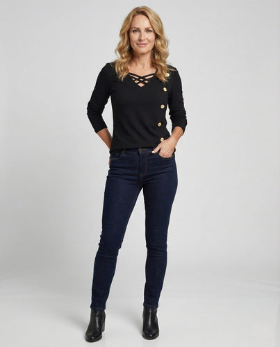 Geripptes Feinstrickshirt Damen Mit Kreuzband