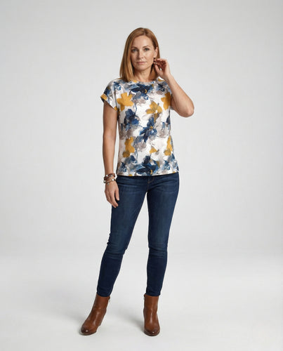 Batik Kurzarm Oberteil Damen