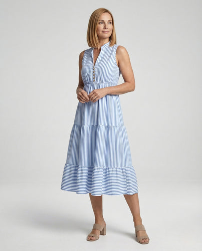 Gestreiftes Midikleid Ärmellos Mit Stufenrock
