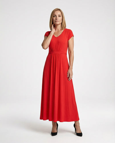 Damen Viskosejersey-Maxikleid mit Empire-Taille
