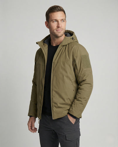 Herren Wattierte Outdoorjacke mit Kapuze
