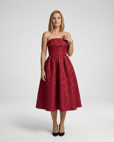 Damen Bandeau-Midikleid aus Jacquard mit Korsage