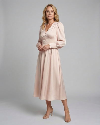 Damen Chiffon-Midikleid mit doppellagigem Rock