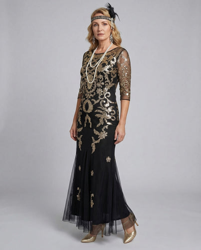 Damen Besticktes Abendkleid mit Mesh und Stickerei