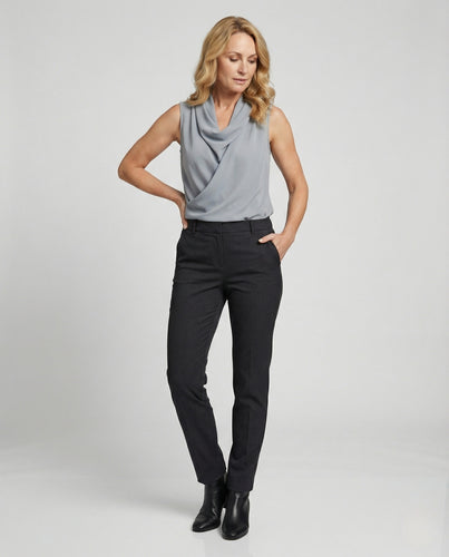 Damen Ärmelloses Georgette Top mit Schalkragen