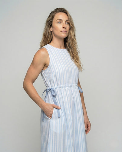 Damen Ärmelloses A-Linien Midikleid mit Tunnelzug