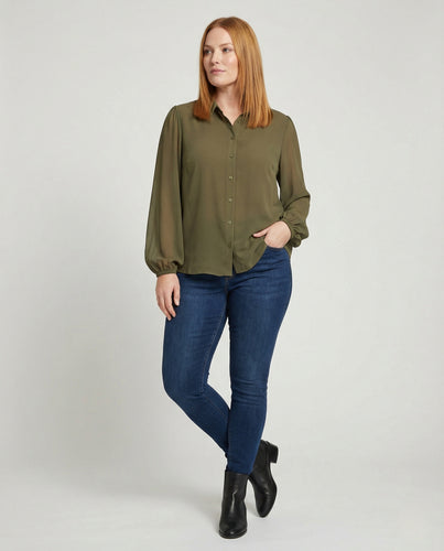 Damen Viskose Hemdbluse mit Stehkragen