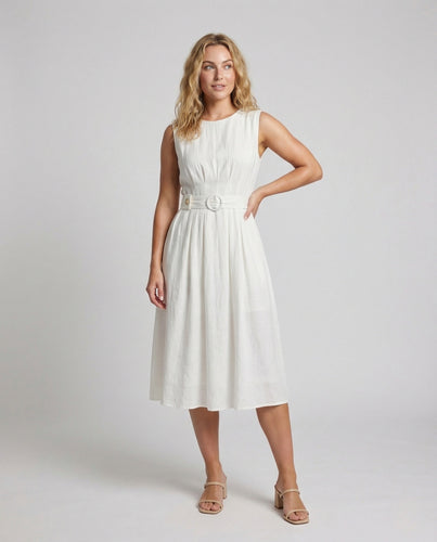 Damen Elegantes Ärmelloses Maxikleid mit Gürtel