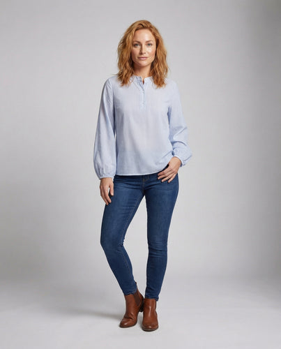 Damen Chiffonbluse mit Stehkragen
