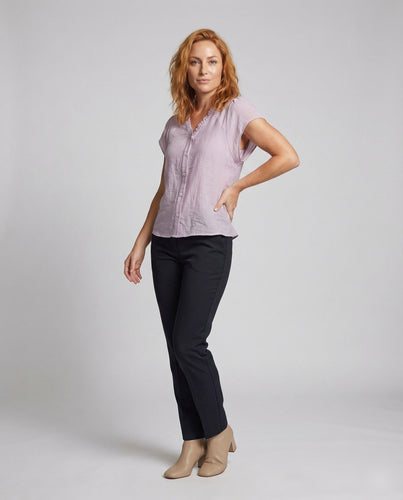 Damen Sommerbluse mit Rüschenkragen