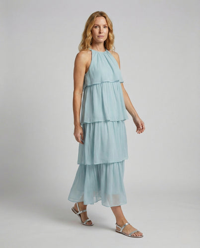 Damen Luftiges Chiffon Maxikleid mit Volants