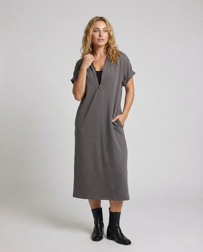 Damen Freizeit Midikleid mit Reißverschluss