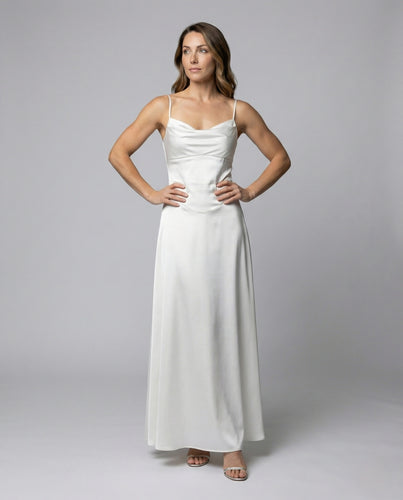 Damen Seidiges Slipkleid mit Wasserfallausschnitt