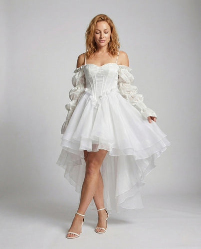 Damen Asymmetrisches Cocktailkleid mit Schleppe