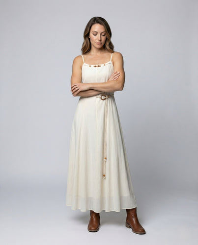 Damen Maxikleid Knitteroptik mit Trägern