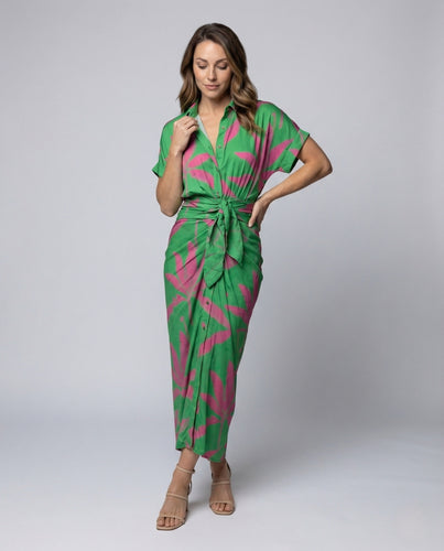 Damen Hemdblusenkleid mit Taillenraffung