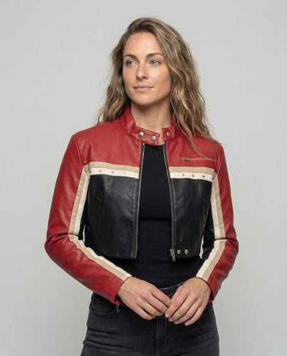 Damen PU Bikerjacke mit Nieten