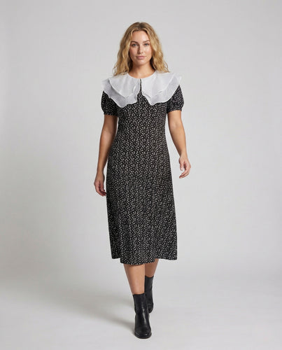 Damen Midikleid mit Doppelkragen
