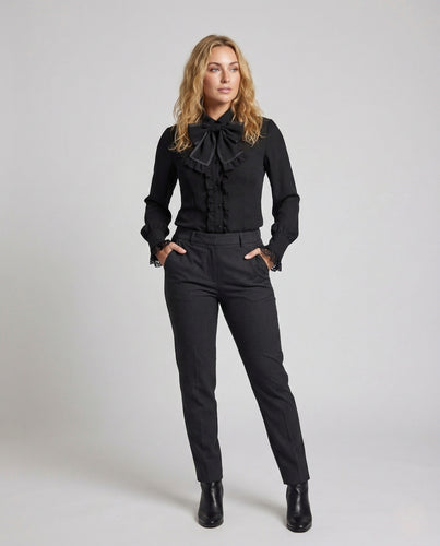 Damen Schluppenbluse mit Spitze