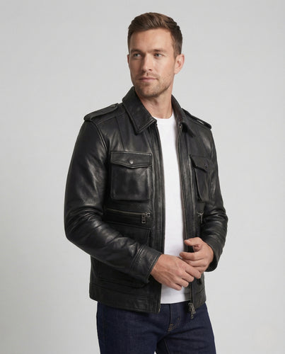 Herren Utility Lederjacke