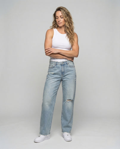 Damen Destroyed Jeans Gerade