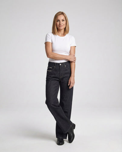 Damen Palazzo Jeans Unverwaschen
