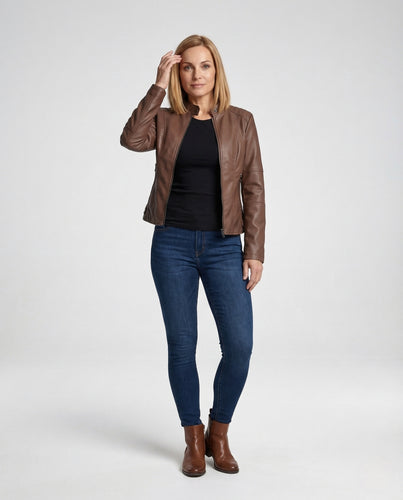 Damen Kunstlederjacke Tailliert