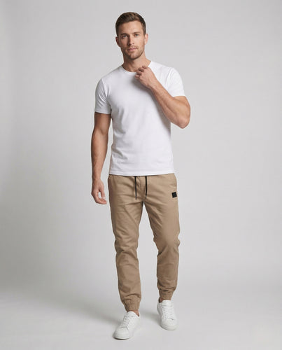 Herren Twill Jogginghose mit Tunnelzug & elastischem Saum