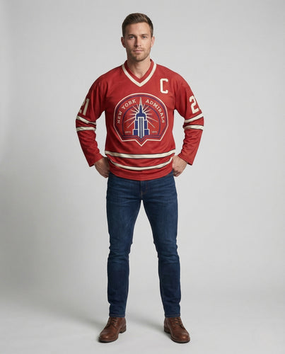 Herren Retro Eishockeytrikot mit gesticktem Emblem