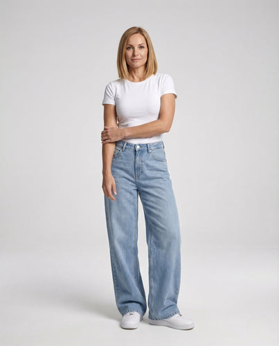 Unisex Oversized Denim Hose mit tiefem Schritt