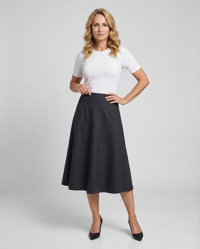 Damen A-Linien Wollrock mit hoher Taille Eleganter Rock