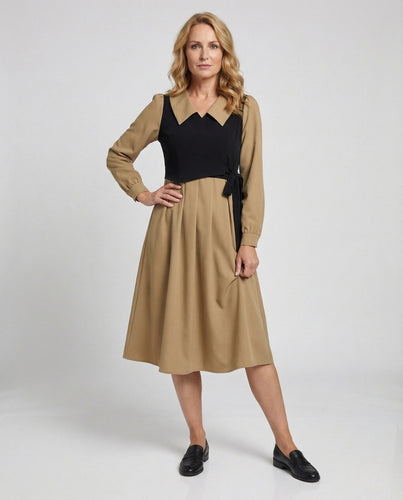 Damen Midikleid mit Taillengürtel & Bustier-Detail Figurbetont