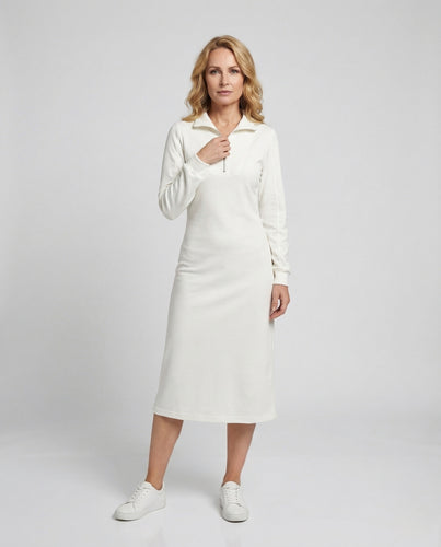 Damen Feinstrick Midikleid mit V-Ausschnitt Langarm Kleid