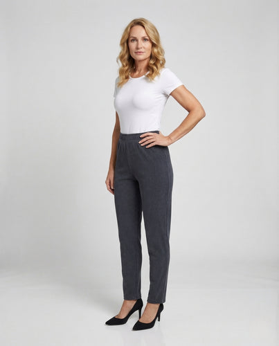 Damen Cordhose mit Elastischem Bund und Geradem Bein Freizeit Hose
